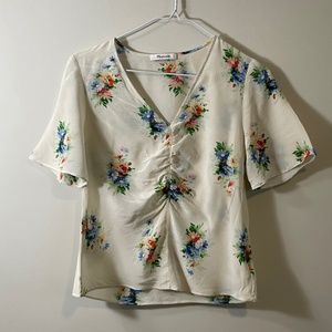 Madewell Shirred-Front Silk Shirt